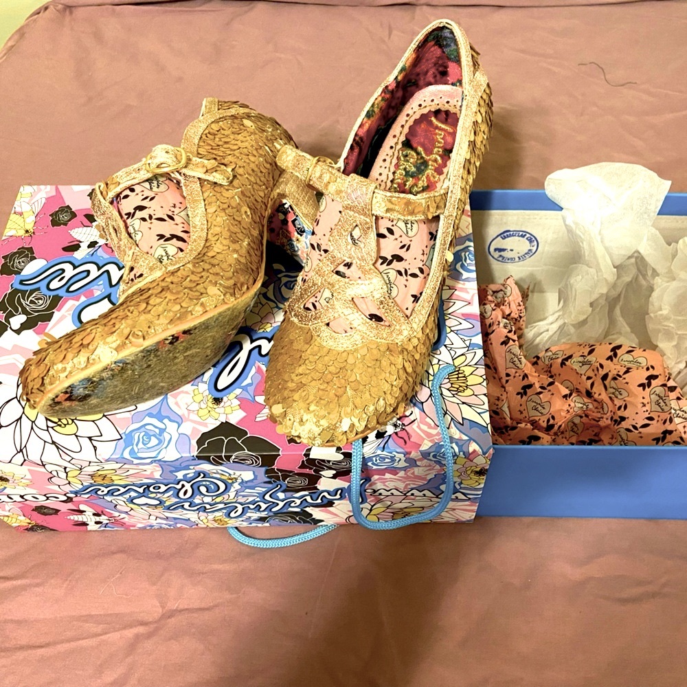 Gold sequin heels